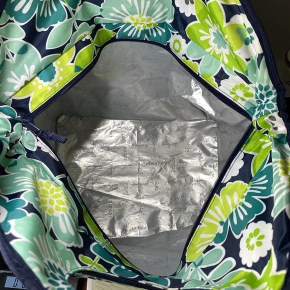Thirty‎ One Thermal Tote Floral Lunch picnic Bag Cooler Blue/Green Sz.15x21x10" - Picture 10 of 11